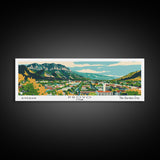 Provo Utah Panoramic Painting, Mid Century Modern Framed Canvas Print, Retro Pop Art Travel Poster, City Art, Office Wall Decor, Living Room Art