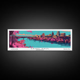 Saint Paul Minnesota Panoramic Painting, Mid Century Modern Framed Canvas Print, Retro Pop Art Travel Poster, City Art, Office Wall Decor, Living Room Art