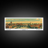 Topeka Kansas Panoramic Painting, Mid Century Modern Framed Canvas Print, Retro Pop Art Travel Poster, Home and Office Wall Art Decor