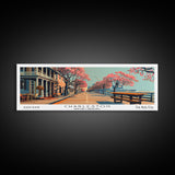 Charleston South Carolina Panoramic Painting, Framed Canvas Print, Mid Century Modern Wall Art, Retro Pop Art Travel Poster, Home Decor, City Art