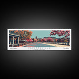 Fayetteville North Carolina Panoramic Painting, Framed Canvas Print, Mid Century Modern Wall Art, Retro Pop Art Travel Poster, Home Decor, City Art