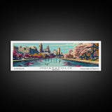 Indianapolis Indiana Panoramic Painting, Framed Canvas Print, Mid Century Modern Wall Art, Retro Pop Art Travel Poster, Cityscape Decor, Living Room Art, Office Wall Art