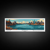 Irving Texas Panoramic Painting, Mid Century Modern Framed Canvas Print, City Art, Retro Pop Art Travel Poster, Living Room Decor, Office Art, Cityscape Wall Art