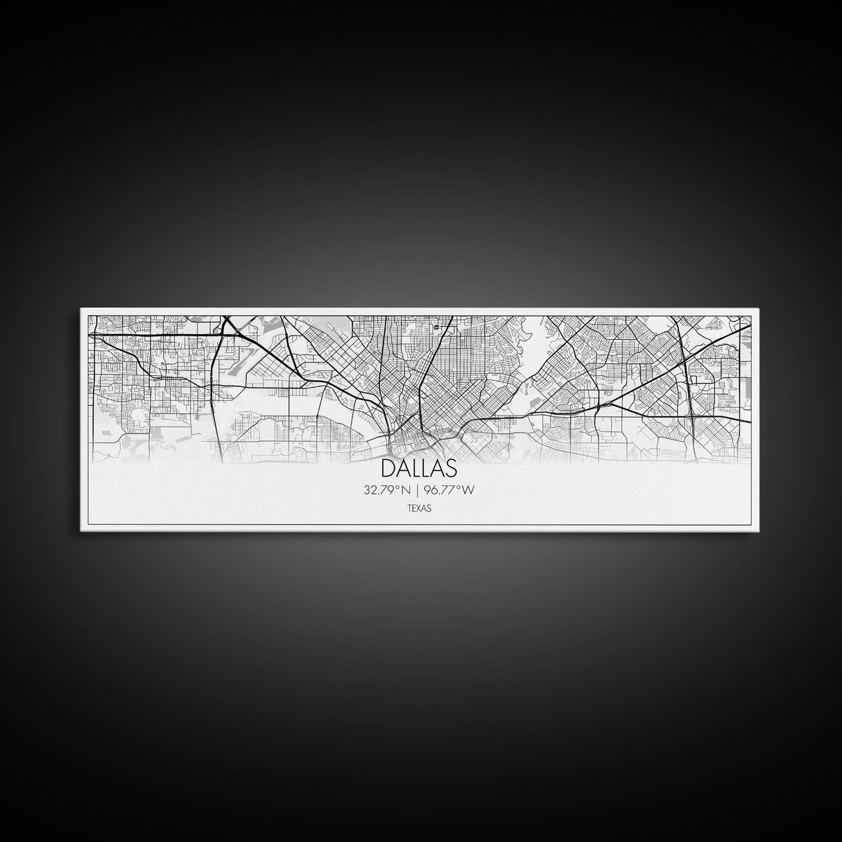 Panoramic Dallas City Map, Texas Art, Map Print, Minimalist Wall Art, Canvas Art, Housewarming Gift, Street Map Art, Closing Gift