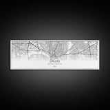 Panoramic Dallas City Map, Texas Art, Map Print, Minimalist Wall Art, Canvas Art, Housewarming Gift, Street Map Art, Closing Gift