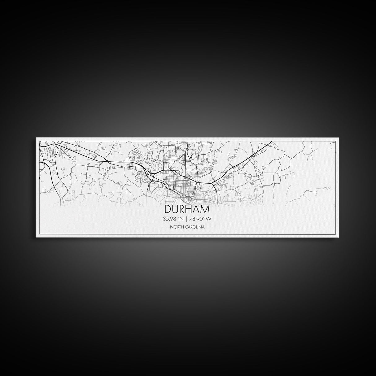 Panoramic Durham City Map, North Carolina Art, Map Print, Minimalist Wall Art, Canvas Art, Housewarming Gift, Street Map Art, Closing Gift