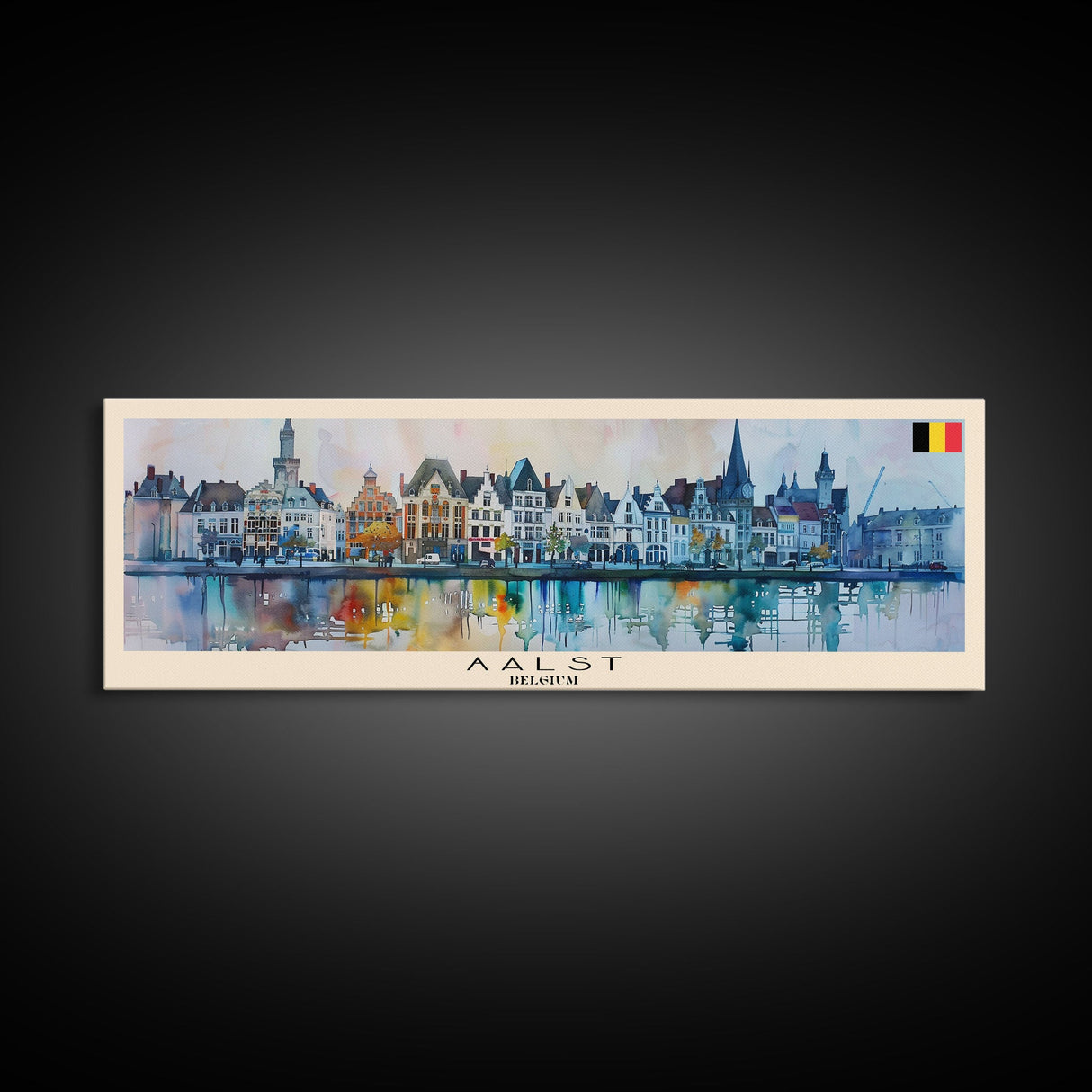 Aalst Belgium Travel Art, City Art, Framed Canvas Print or Metal Wall Art, Europe Travel Poster, Panoramic Wall Art, Extra Wide Wall Art