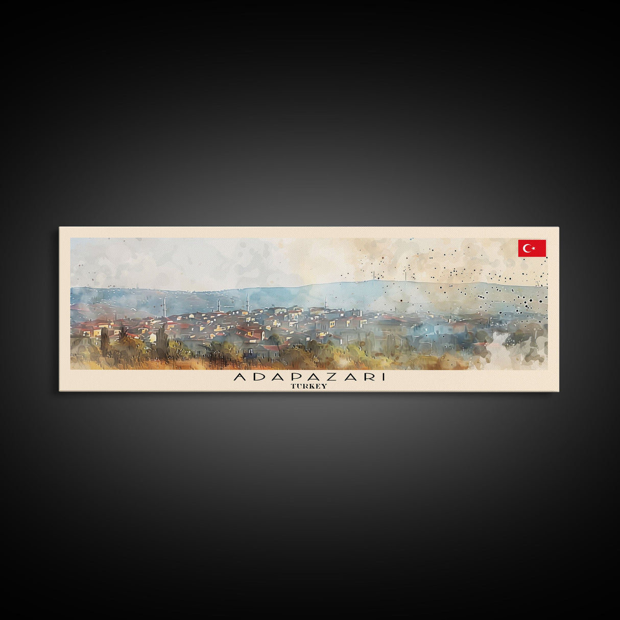 Adapazar Turkey Panoramic Travel Poster, Framed Canvas Print or Metal Wall Art, Travel Art, Home Decor, Panoramic Painting, Midcentury Art