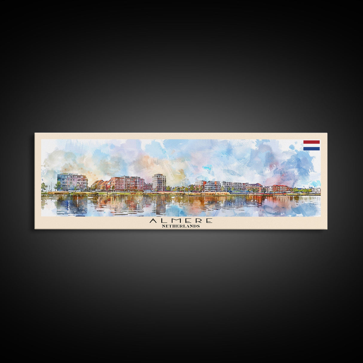 Almere Netherlands Wall Art, Panoramic Travel Poster, Panoramic Framed Canvas Print, City Wall Art, Wall Hanging Home Decor, Travel Art