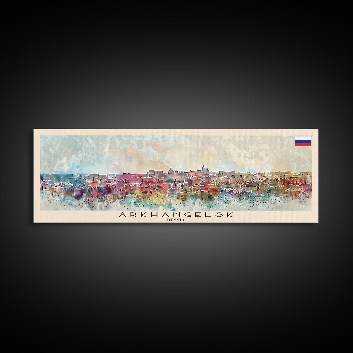 Arkhangelsk Russia Panoramic Travel Poster, Framed Canvas Print or Metal Wall Art, Travel Art, Home Decor, Panoramic Painting, Midcentury Art