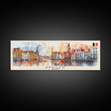 Bruges Belgium Travel Art, City Art, Framed Canvas Print or Metal Wall Art, Europe Travel Poster, Panoramic Wall Art, Extra Wide Wall Art