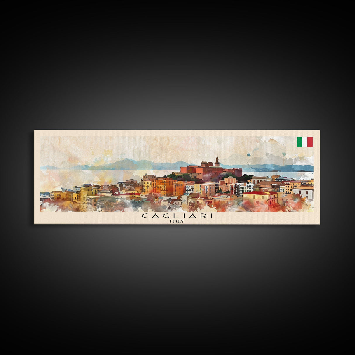 Cagliari Italy Wall Art, Panoramic Travel Poster, Panoramic Framed Canvas Print, City Wall Art, Wall Hanging Home Decor, Travel Art