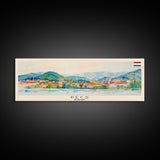 Pécs Hungary Panoramic Travel Poster, Framed Canvas Print or Metal Wall Art, Travel Art, Home Decor, Panoramic Painting, Midcentury Art