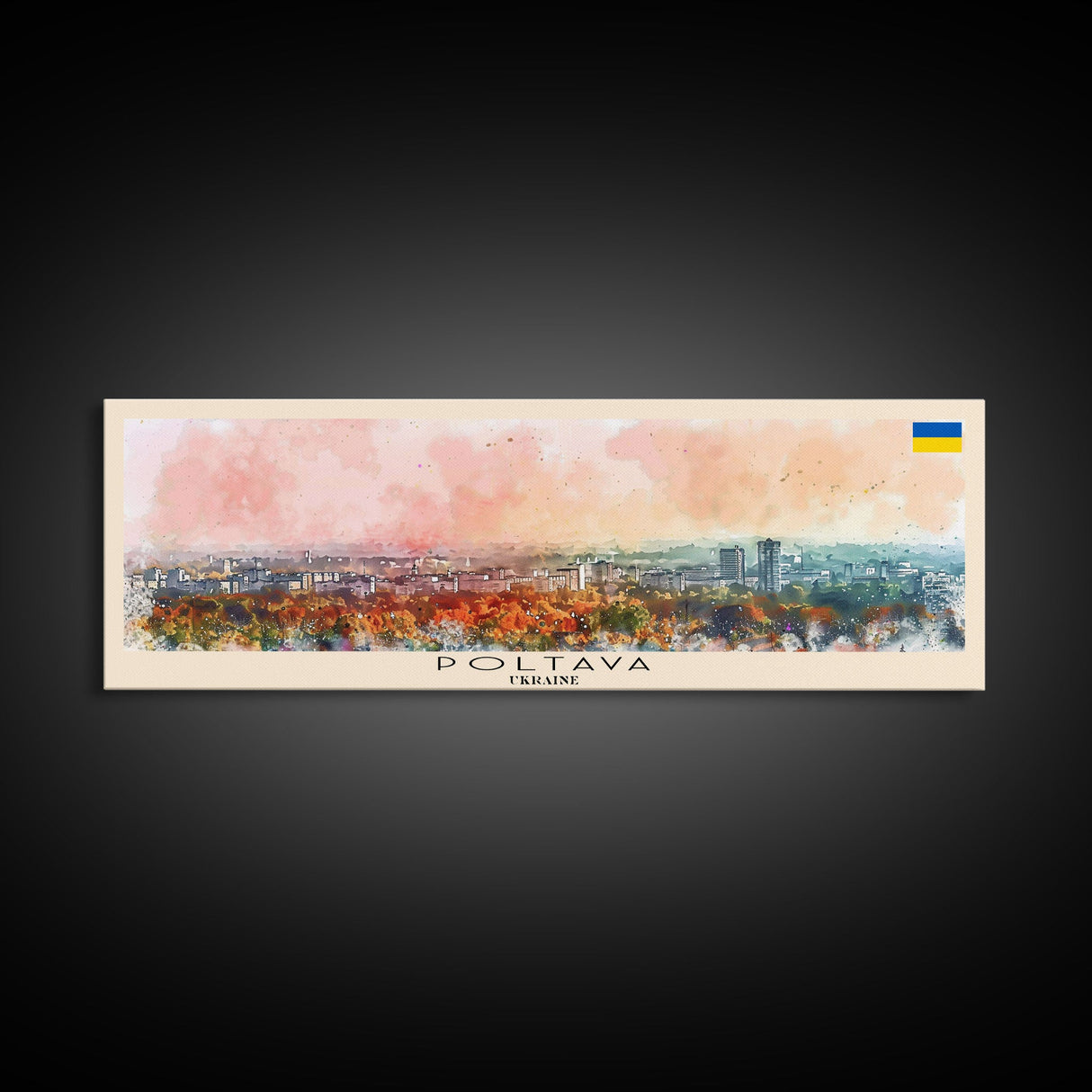 Poltava Ukraine Wall Art, Panoramic Travel Poster, Panoramic Framed Canvas Print, City Wall Art, Wall Hanging Home Decor, Travel Art