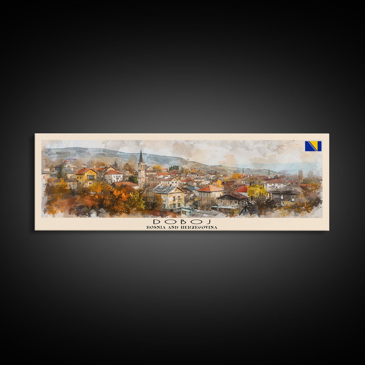 Doboj Bosnia Travel Print Wall Art, Panoramic City Art, Travel Art, Wall Decor, Vacation Gift, Framed Canvas Print Or Metal Art