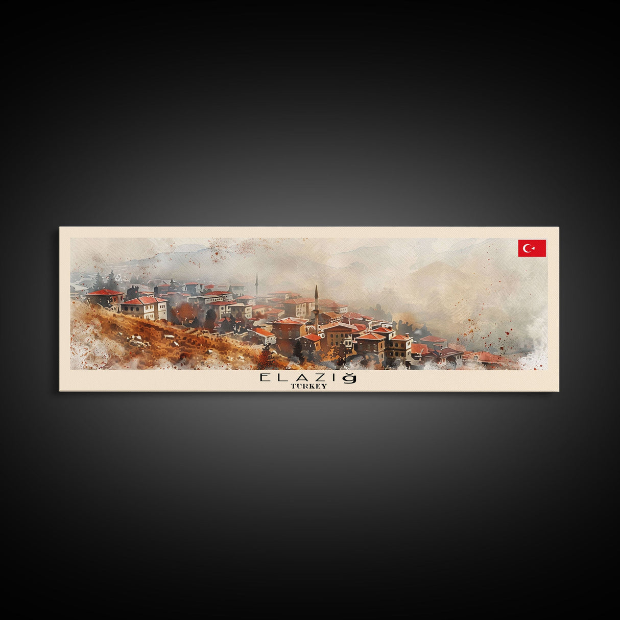 Elaz Turkey Wall Art, Panoramic Travel Poster, Panoramic Framed Canvas Print, City Wall Art, Wall Hanging Home Decor, Travel Art