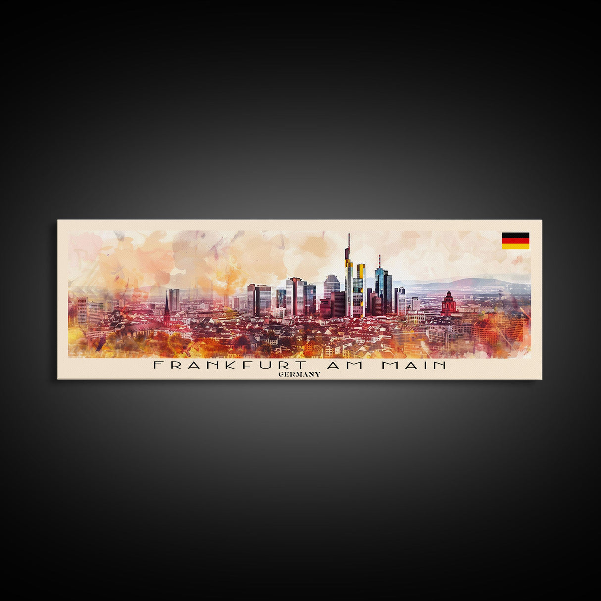 Frankfurt Germany Travel Print Wall Art, Panoramic City Art, Travel Art, Wall Decor, Vacation Gift, Framed Canvas Print Or Metal Art