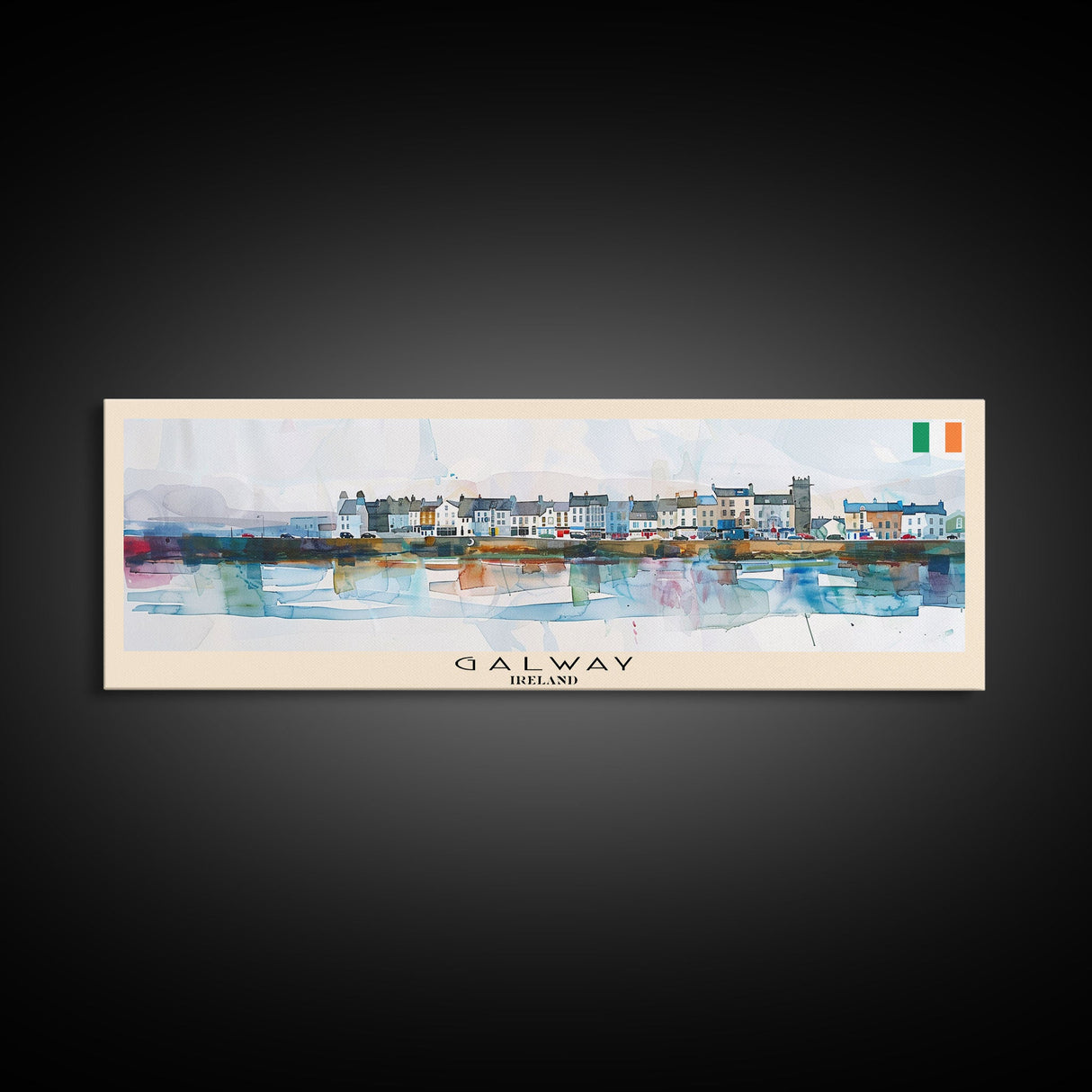 Galway Ireland Panoramic Travel Poster, Framed Canvas Print or Metal Wall Art, Travel Art, Home Decor, Panoramic Painting, Midcentury Art