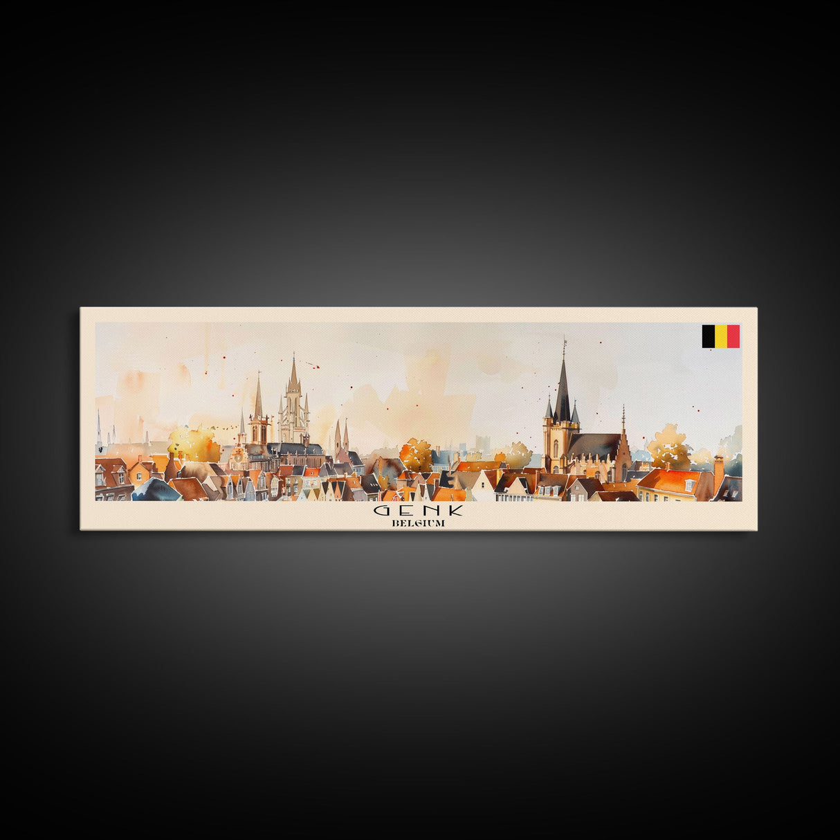 Genk Belgium Travel Print Wall Art, Panoramic City Art, Travel Art, Wall Decor, Vacation Gift, Framed Canvas Print Or Metal Art