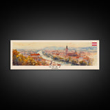 Graz Austria Wall Art, Panoramic Travel Poster, Panoramic Framed Canvas Print, City Wall Art, Wall Hanging Home Decor, Travel Art