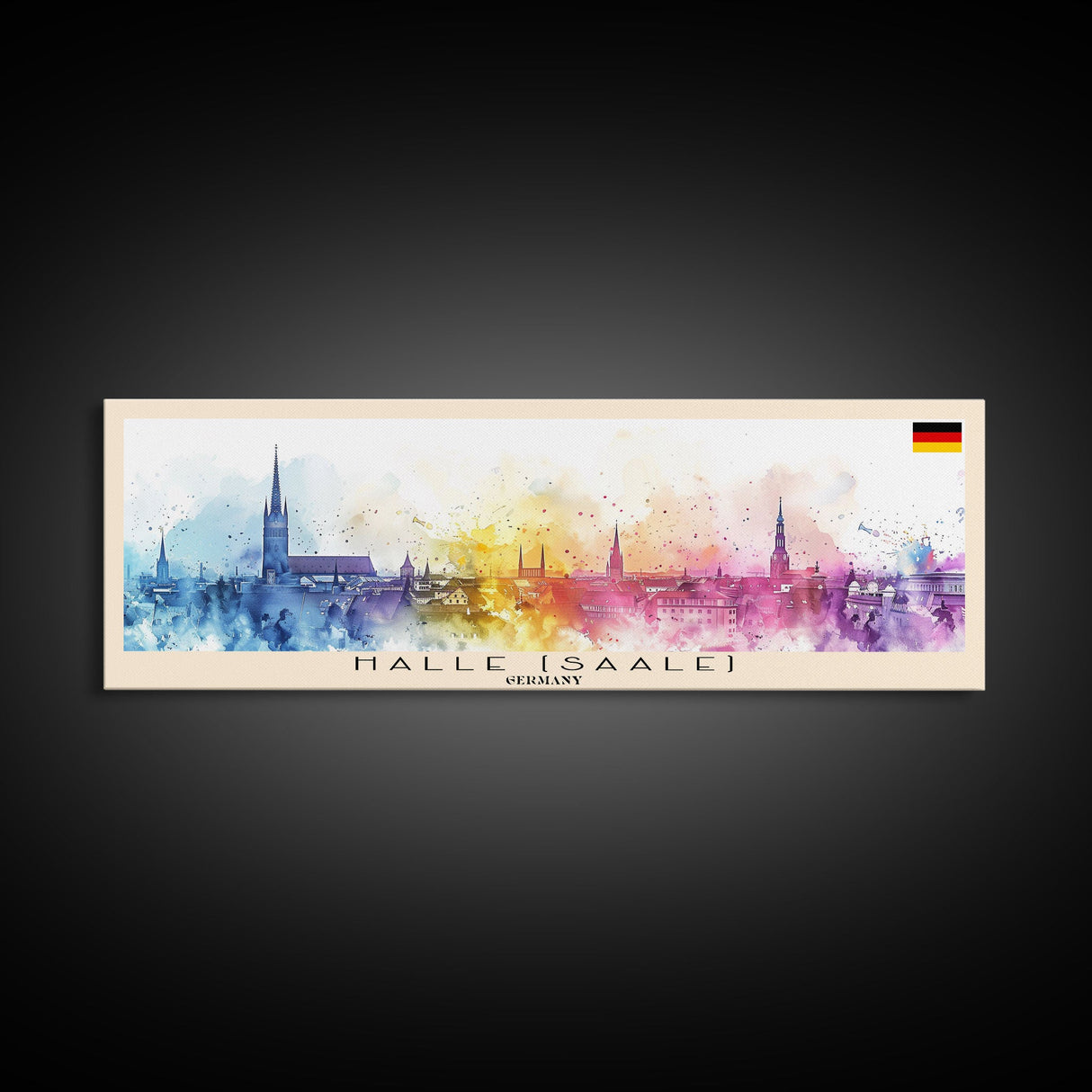 Halle Saale Germany Wall Art, Panoramic Travel Poster, Panoramic Framed Canvas Print, City Wall Art, Wall Hanging Home Decor, Travel Art