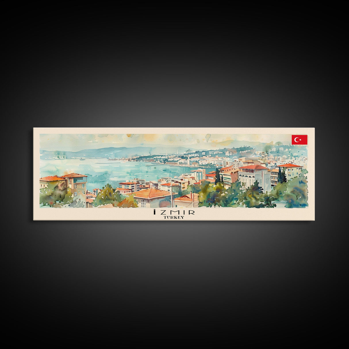 Izmir Turkey Travel Print Wall Art, Panoramic City Art, Travel Art, Wall Decor, Vacation Gift, Framed Canvas Print Or Metal Art