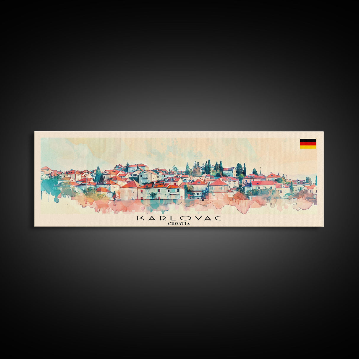 Karlovac Croatia Travel Art, City Art, Framed Canvas Print or Metal Wall Art, Europe Travel Poster, Panoramic Wall Art, Extra Wide Wall Art