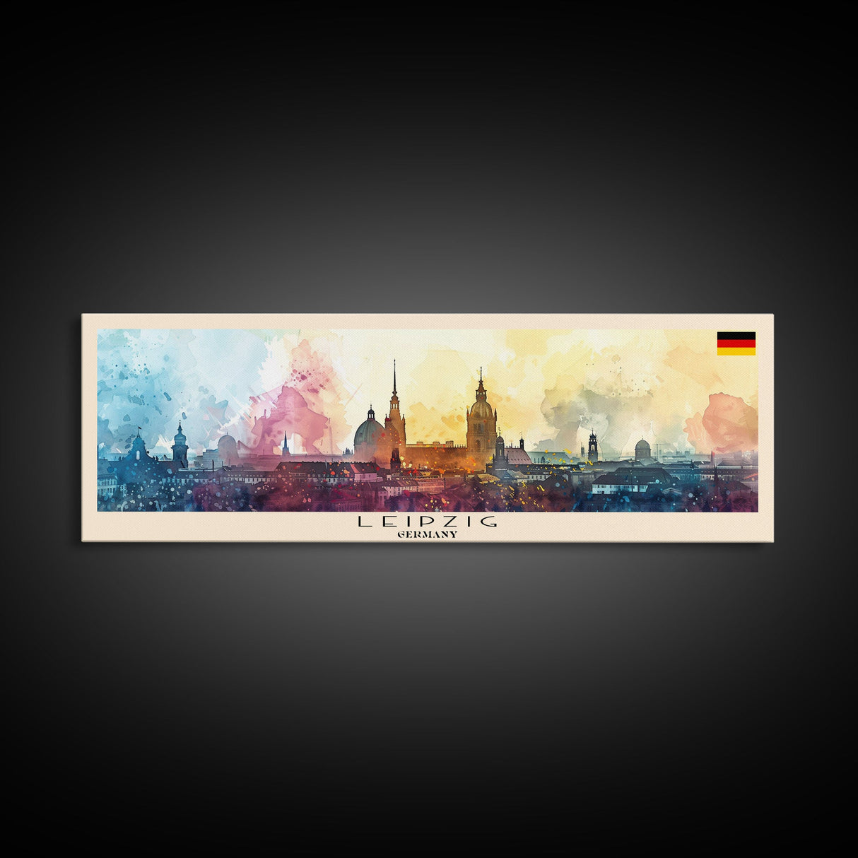 Leipzig Germany Travel Art, City Art, Framed Canvas Print or Metal Wall Art, Europe Travel Poster, Panoramic Wall Art, Extra Wide Wall Art