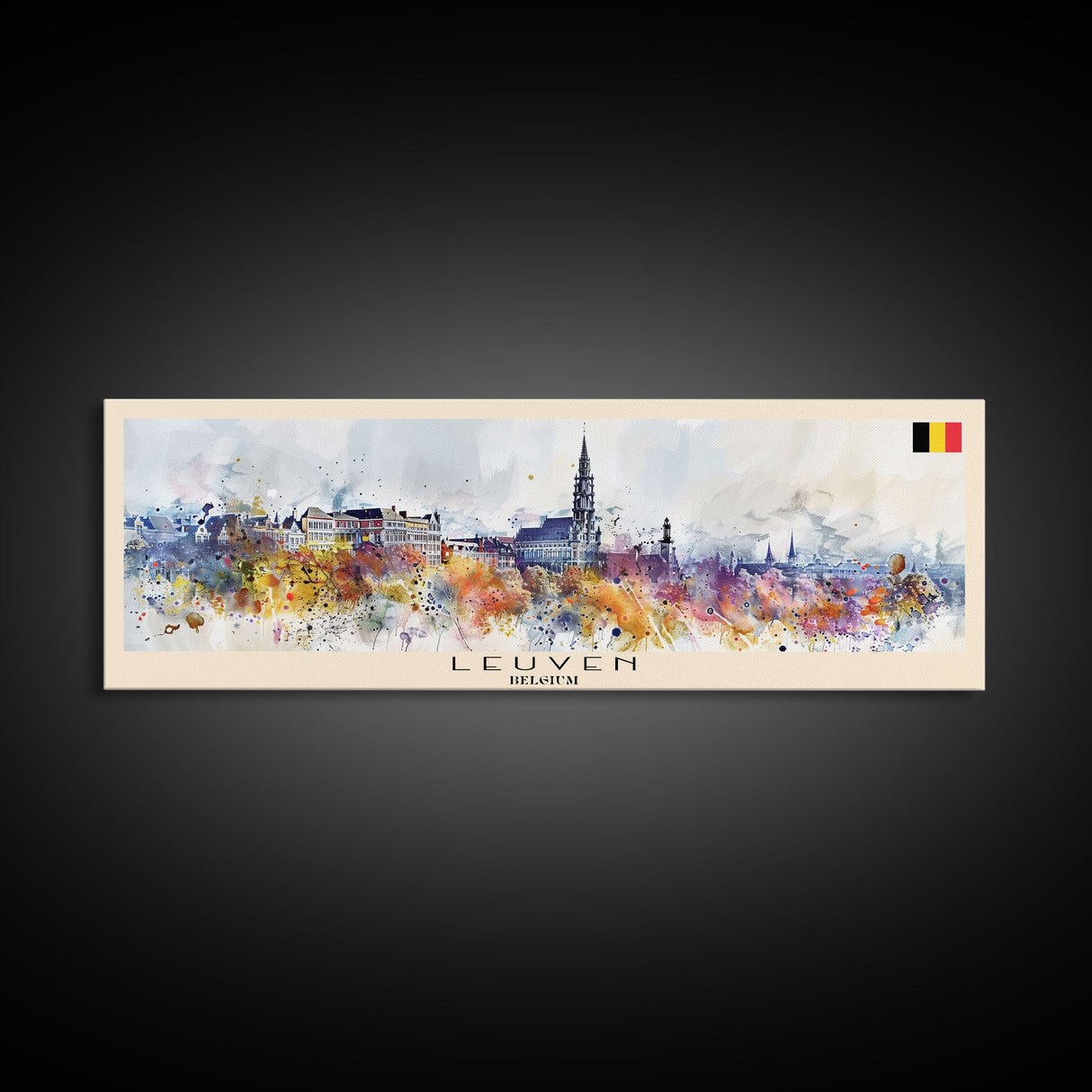 Leuven Belgium Wall Art, Panoramic Travel Poster, Panoramic Framed Canvas Print, City Wall Art, Wall Hanging Home Decor, Travel Art