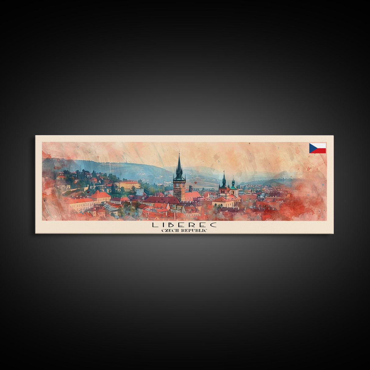 Liberec Czech Republic Travel Art, City Art, Framed Canvas Print or Metal Wall Art, Europe Travel Poster, Panoramic Wall Art, Extra Wide Wall Art