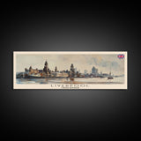 Liverpool United Kingdom Travel Art, City Art, Framed Canvas Print or Metal Wall Art, Europe Travel Poster, Panoramic Wall Art, Extra Wide Wall Art