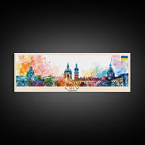 Lviv Ukraine Wall Art, Panoramic Travel Poster, Panoramic Framed Canvas Print, City Wall Art, Wall Hanging Home Decor, Travel Art