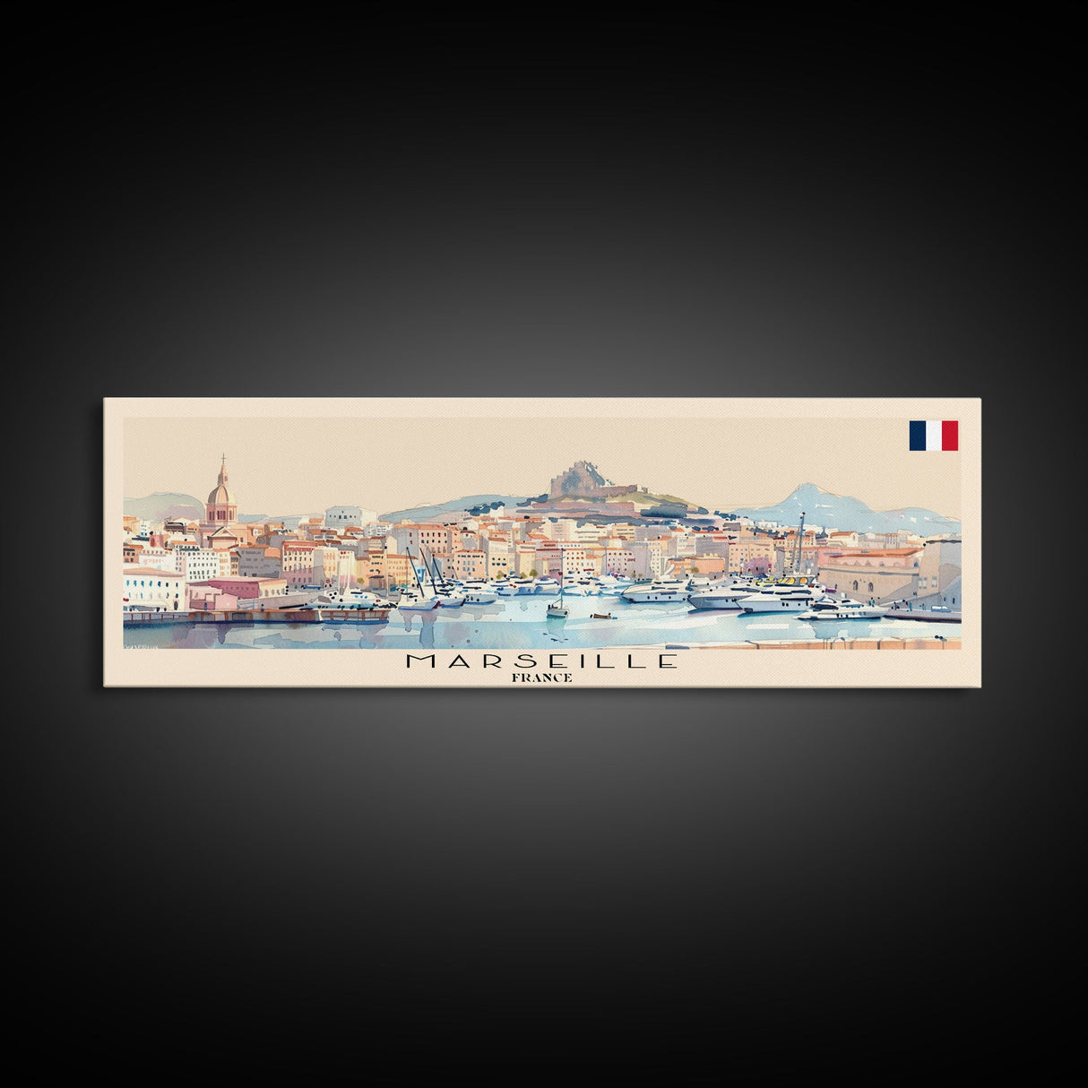 Marseille France Travel Print Wall Art, Panoramic City Art, Travel Art, Wall Decor, Vacation Gift, Framed Canvas Print Or Metal Art