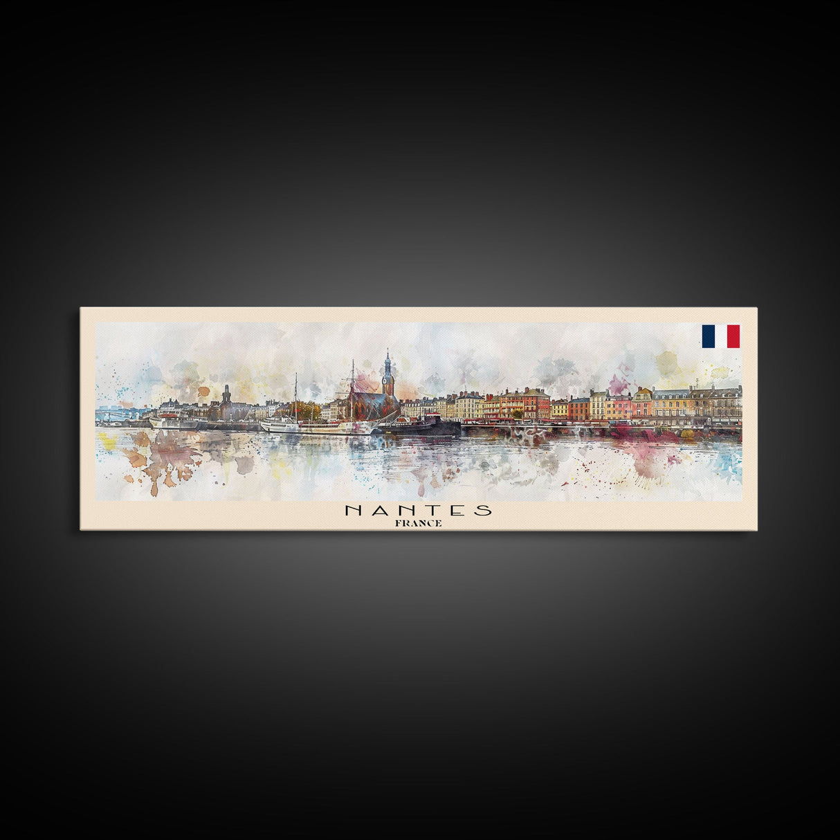 Nantes France Travel Print Wall Art, Panoramic City Art, Travel Art, Wall Decor, Vacation Gift, Framed Canvas Print Or Metal Art