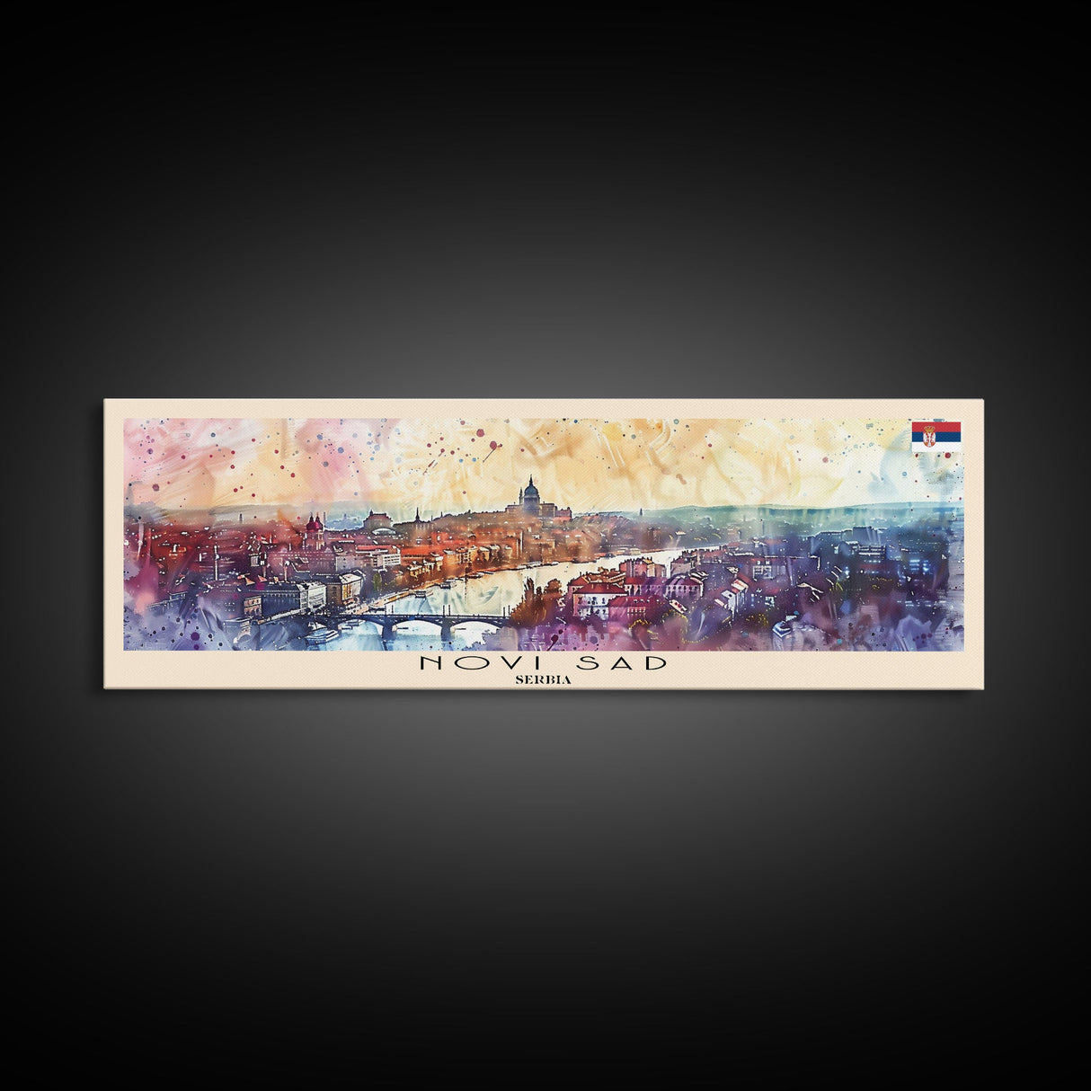 Novi Sad Serbia Travel Art, City Art, Framed Canvas Print or Metal Wall Art, Europe Travel Poster, Panoramic Wall Art, Extra Wide Wall Art