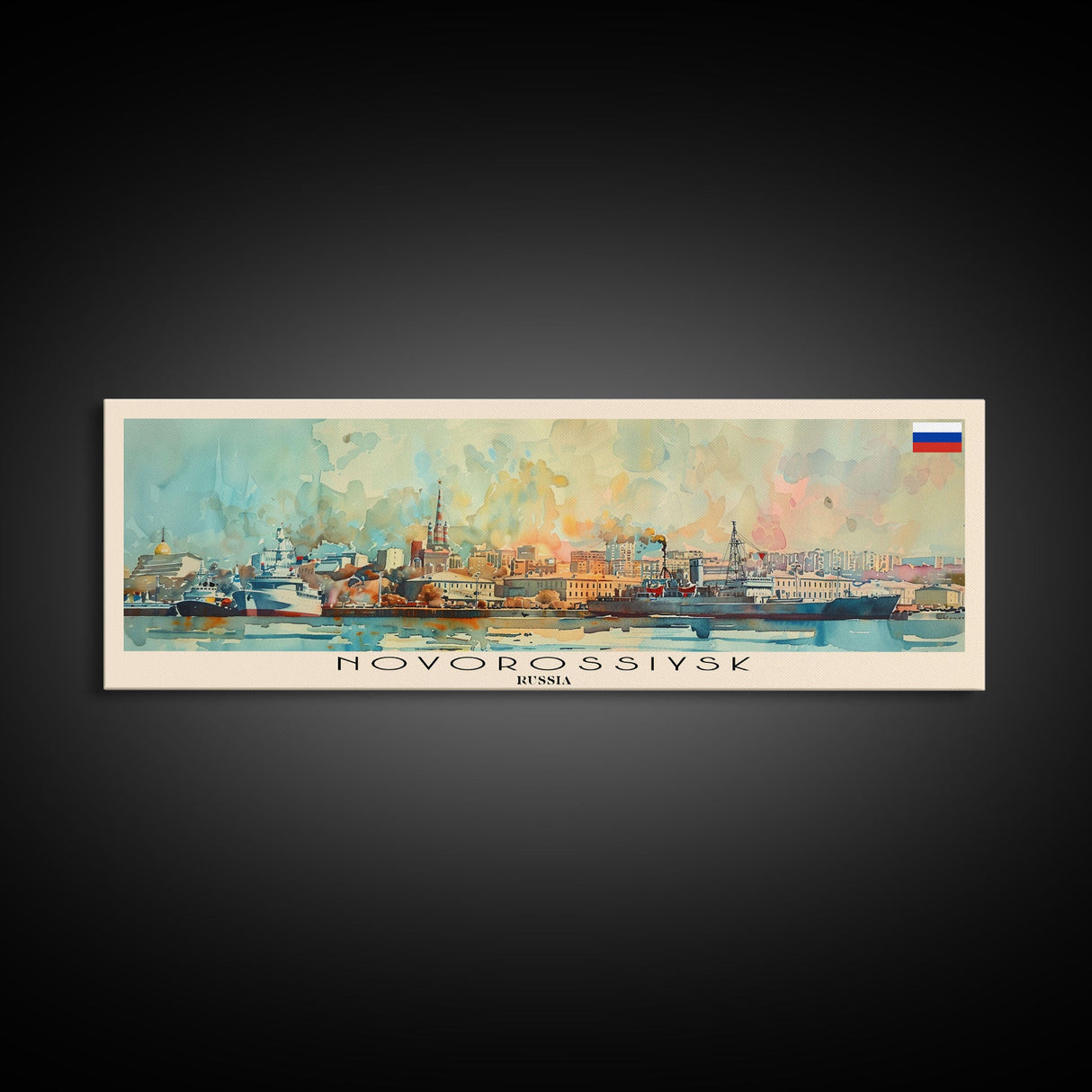 Novorossiysk Russia Wall Art, Panoramic Travel Poster, Panoramic Framed Canvas Print, City Wall Art, Wall Hanging Home Decor, Travel Art