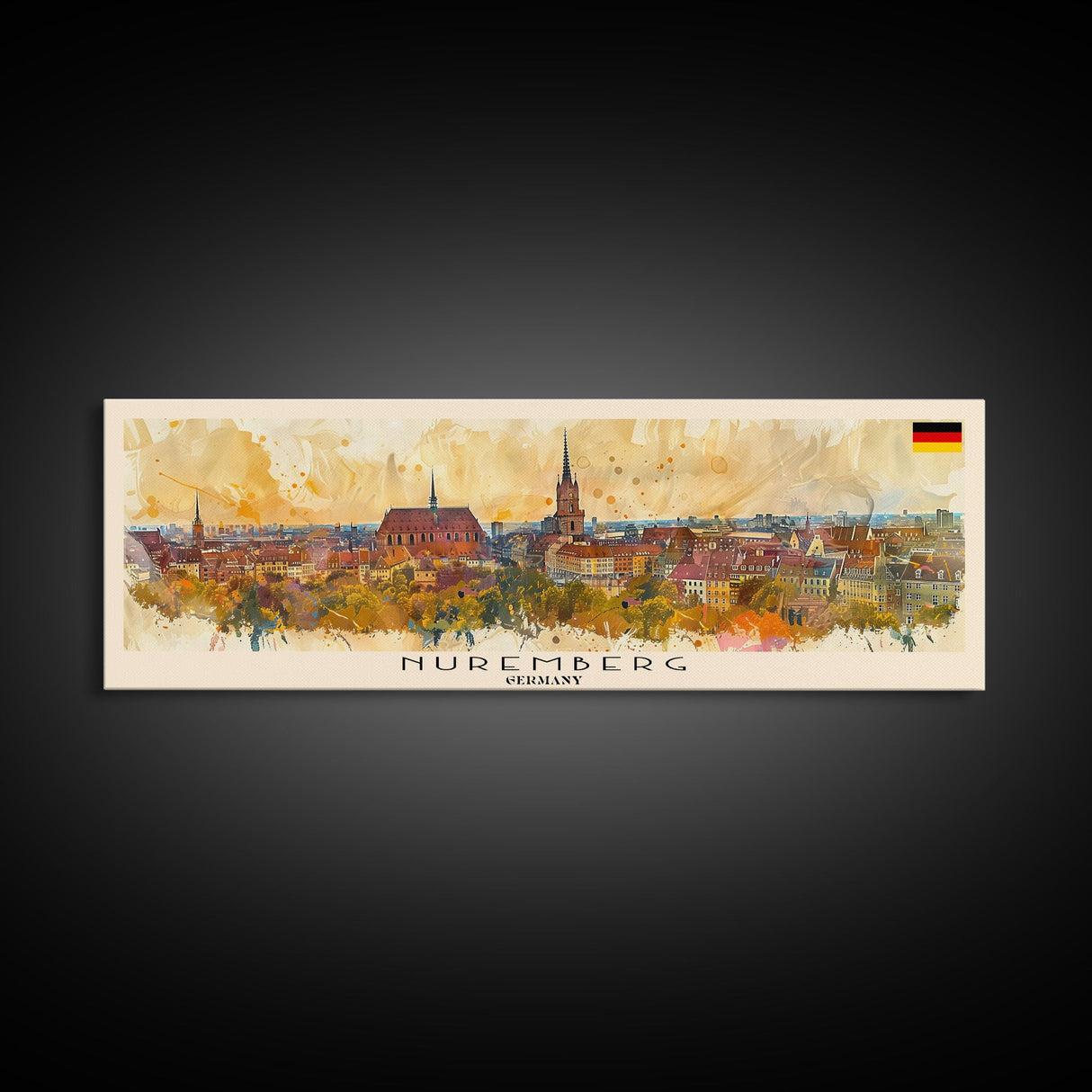 Nuremberg Germany Travel Art, City Art, Framed Canvas Print or Metal Wall Art, Europe Travel Poster, Panoramic Wall Art, Extra Wide Wall Art