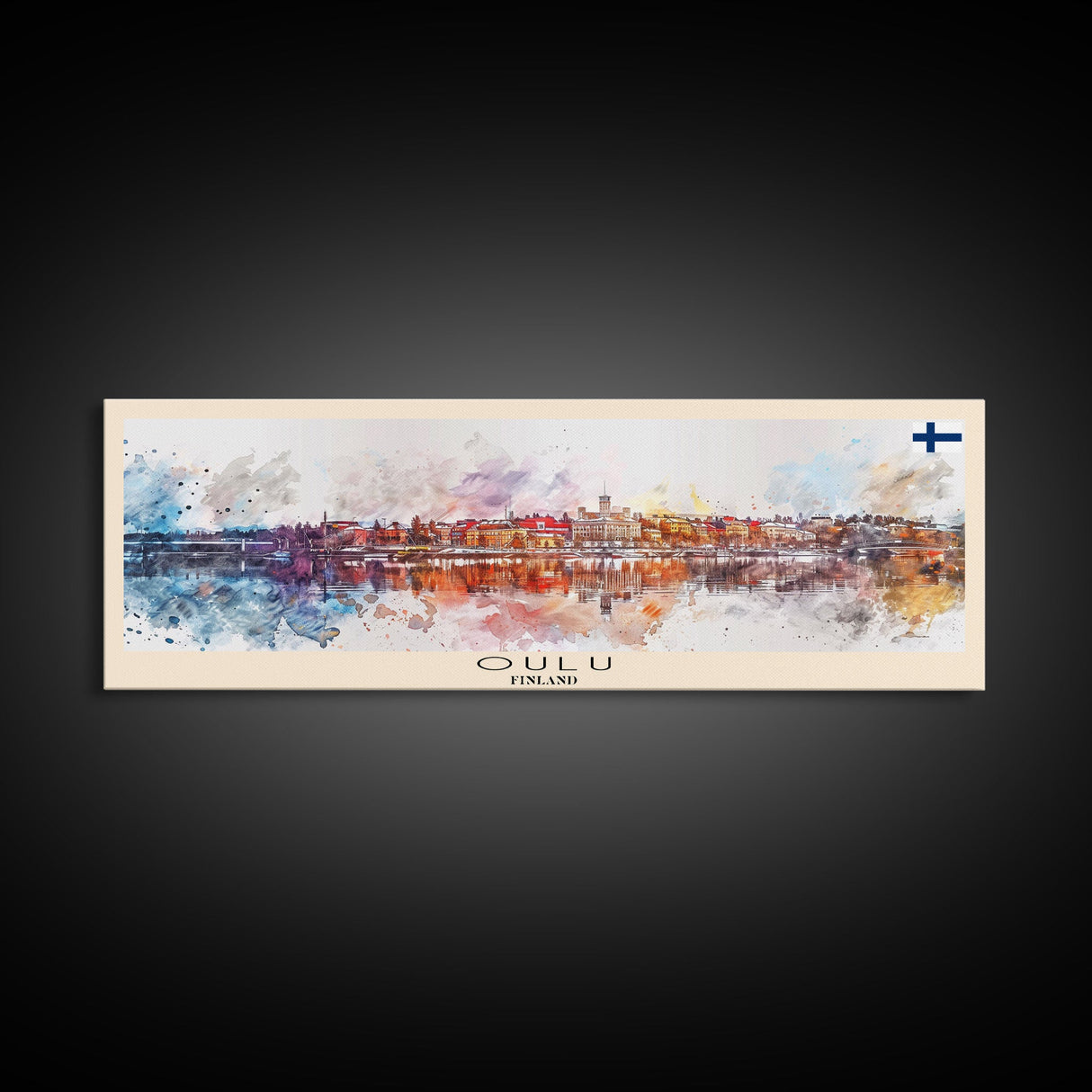 Oulu Finland Travel Print Wall Art, Panoramic City Art, Travel Art, Wall Decor, Vacation Gift, Framed Canvas Print Or Metal Art