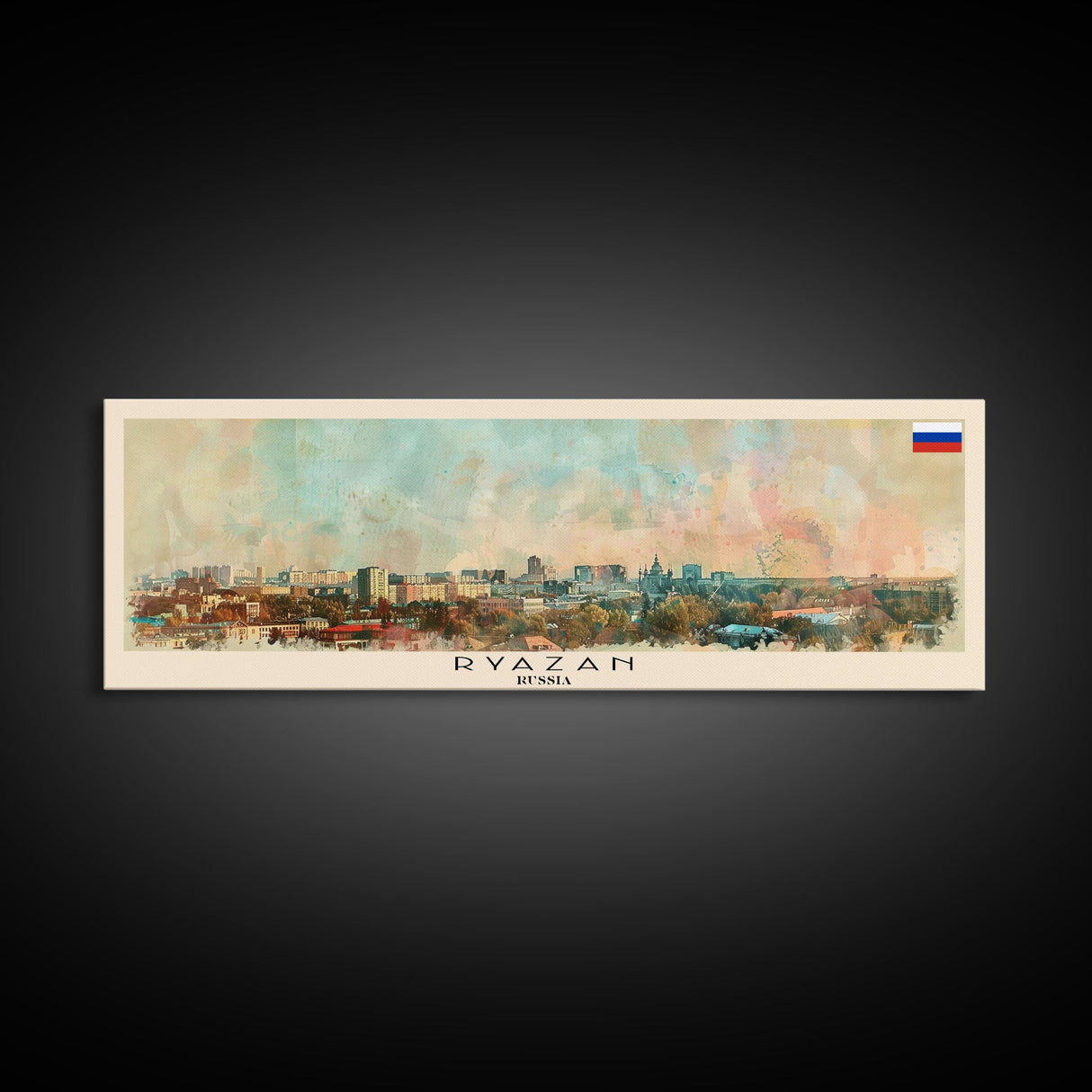 Ryazan Russia Panoramic Travel Poster, Framed Canvas Print or Metal Wall Art, Travel Art, Home Decor, Panoramic Painting, Midcentury Art