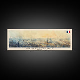 Saint Etienne France Panoramic Travel Poster, Framed Canvas Print or Metal Wall Art, Travel Art, Home Decor, Panoramic Painting, Midcentury Art