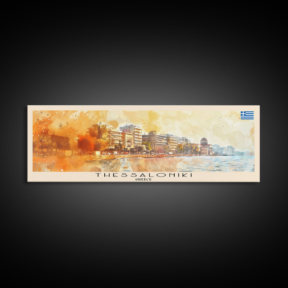 Thessaloniki Greece Travel Art, City Art, Framed Canvas Print or Metal Wall Art, Europe Travel Poster, Panoramic Wall Art, Extra Wide Wall Art