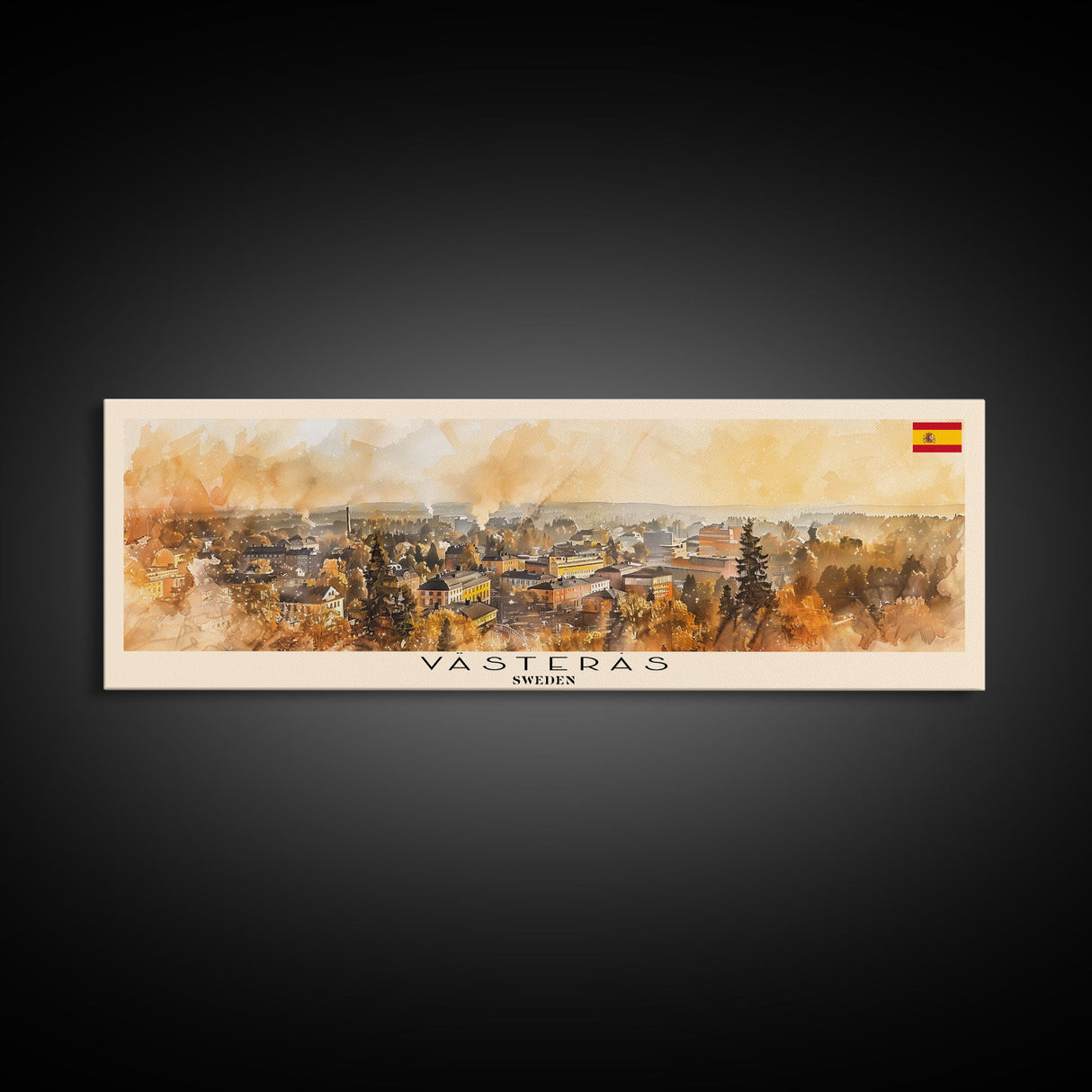 Vastras Sweden Travel Print Wall Art, Panoramic City Art, Travel Art, Wall Decor, Vacation Gift, Framed Canvas Print Or Metal Art