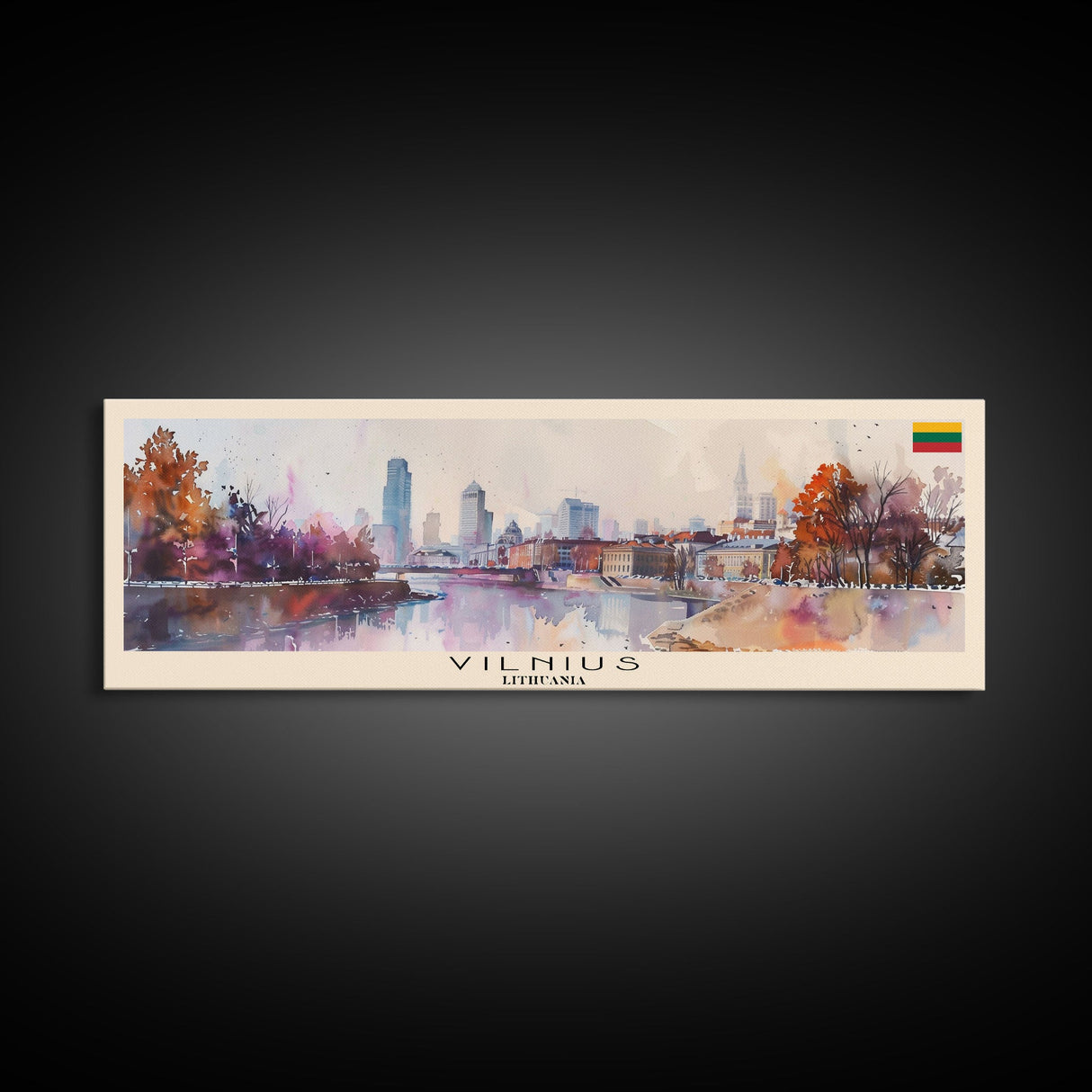 Vilnius Lithuania Wall Art, Panoramic Travel Poster, Panoramic Framed Canvas Print, City Wall Art, Wall Hanging Home Decor, Travel Art