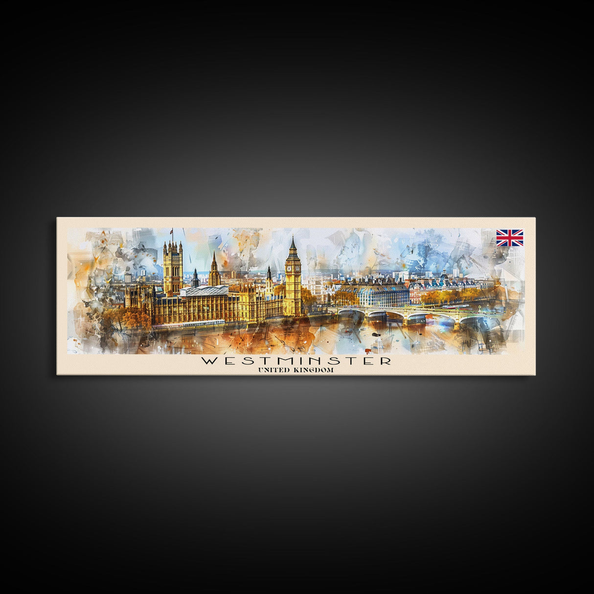 Westminster United Kingdom Wall Art, Panoramic Travel Poster, Panoramic Framed Canvas Print, City Wall Art, Wall Hanging Home Decor, Travel Art