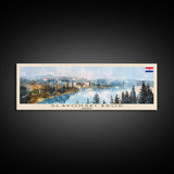 Slavonski Brod Croatia Panoramic Travel Poster, Framed Canvas Print or Metal Wall Art, Travel Art, Home Decor, Panoramic Painting, Midcentury Art