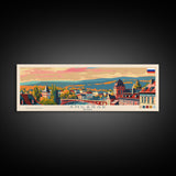 Angarsk Russia Panoramic Travel Poster, Framed Canvas Print or Metal Wall Art, Travel Art, Home Decor, Panoramic Painting, Midcentury Art