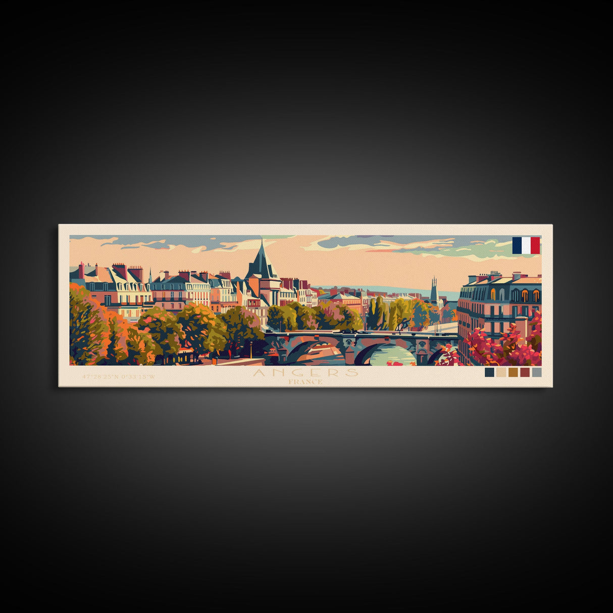 Angers France Wall Art, Panoramic Travel Poster, Panoramic Framed Canvas Print, City Wall Art, Wall Hanging Home Decor, Travel Art