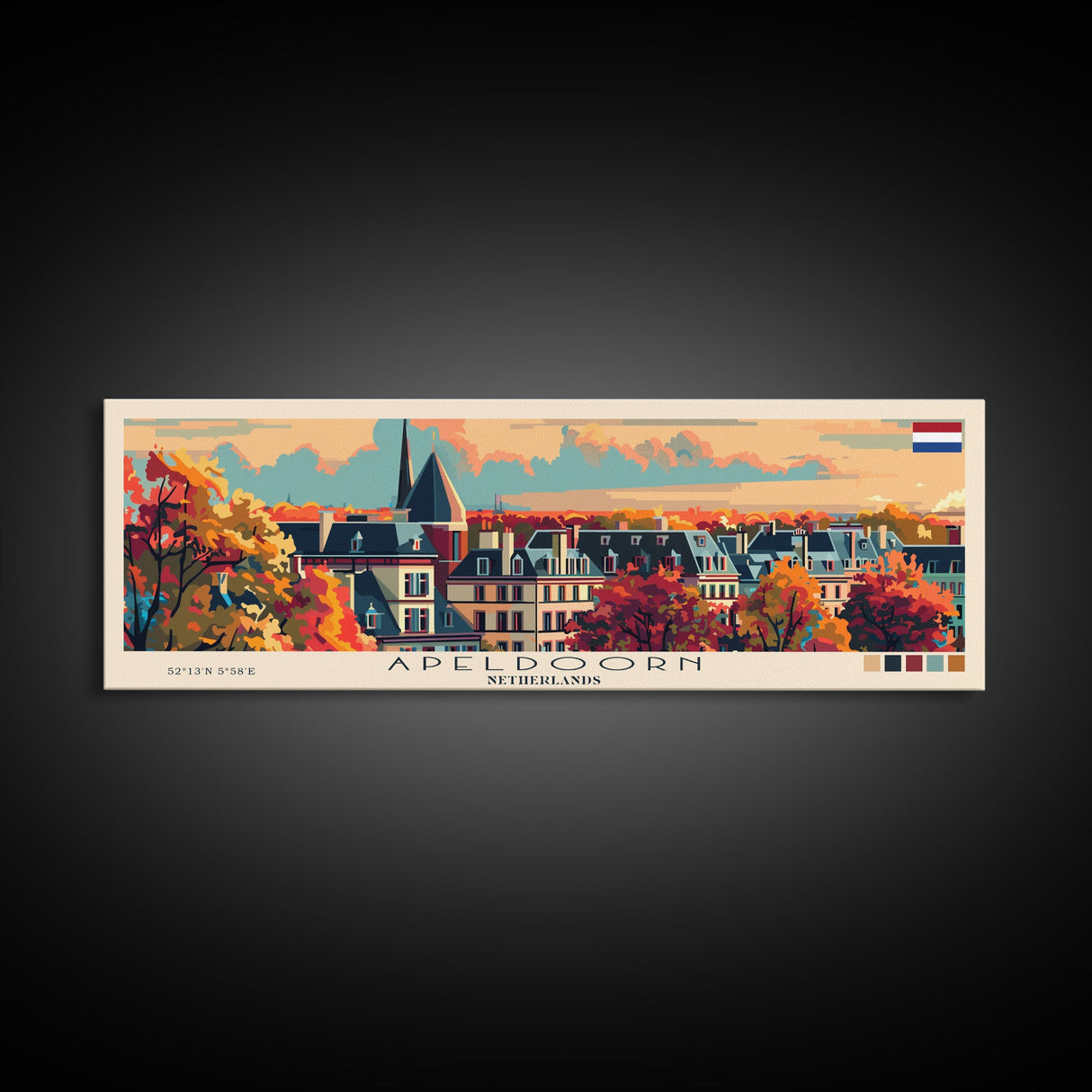 Apeldoorn Netherlands Travel Print Wall Art, Panoramic City Art, Travel Art, Wall Decor, Vacation Gift, Framed Canvas Print Or Metal Art