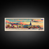 Arkhangelsk Russia Panoramic Travel Poster, Framed Canvas Print or Metal Wall Art, Travel Art, Home Decor, Panoramic Painting, Midcentury Art