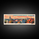 Belgrade Serbia Panoramic Travel Poster, Framed Canvas Print or Metal Wall Art, Travel Art, Home Decor, Panoramic Painting, Midcentury Art